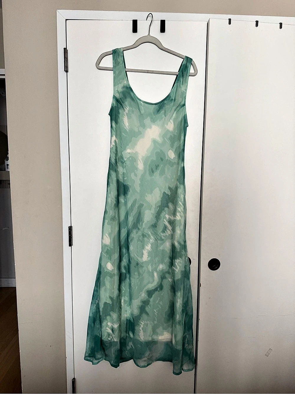 ASOS Design Abstract Maxi Dress Green & White UK 12